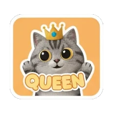 Tabby cat wearing a crown with QUEEN text Tabby Cat Daily Moods sticker for expressive chats and social replies.