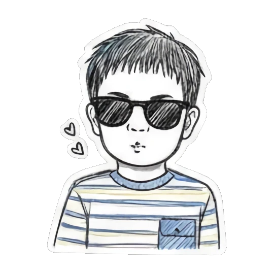 Boy with sunglasses looking cool Doodle Boy's Moods sticker for expressive chats and social replies.