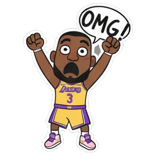 惊讶张嘴OMG LeBron's Cartoon Expressions sticker for expressive chats and social replies.