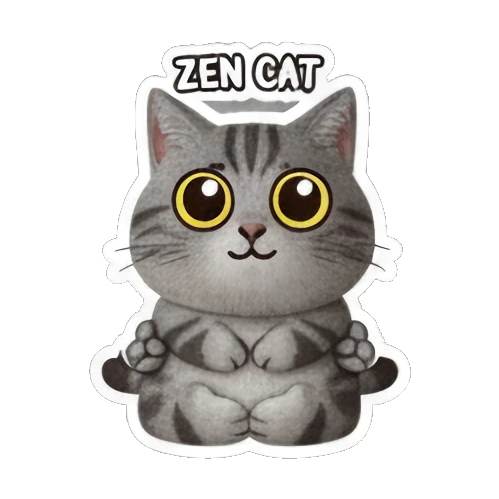打坐冥想的猫咪 Gray Tabby Cat Expressions sticker for expressive chats and social replies.