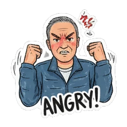 Angry man clenching fists Cheerful Grandpa Daily Life sticker for expressive chats and social replies.