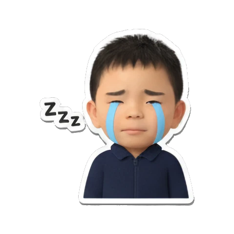 Sad boy crying with 'Zzz' for sleep Chibi Boy's Daily Fun sticker for expressive chats and social replies.