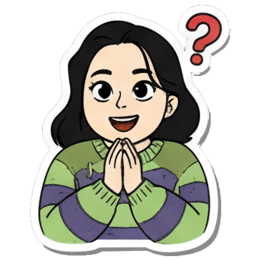 Girl looking curious with question mark Daily Life of a Girl sticker for expressive chats and social replies.