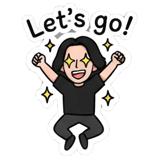 Excited girl jumping with joy and sparkles. Cool Rocker Girl Daily Life sticker for expressive chats and social replies.