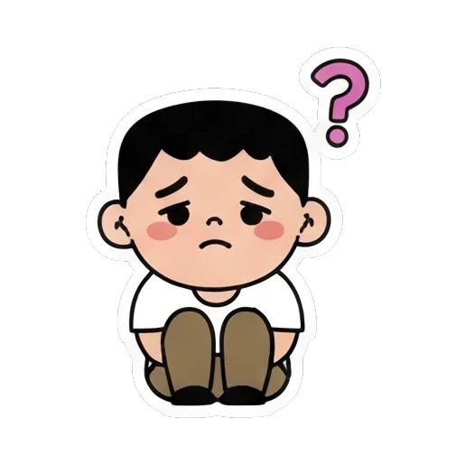 confused boy thinking ? Little Boy's Big Feelings sticker for expressive chats and social replies.