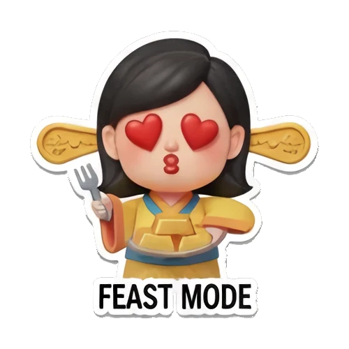 大快朵颐的吃货模式 Fortune Princess Daily Life sticker for expressive chats and social replies.