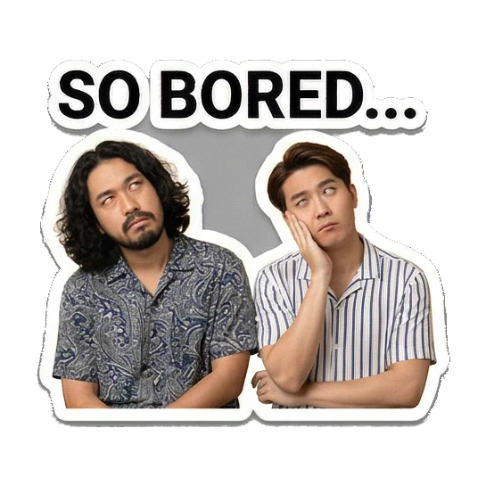 一人无聊撑头 Dynamic Duo Daily Vibes sticker for expressive chats and social replies.