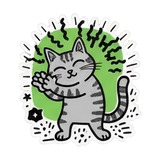 猫咪愤怒表情 Colorful Keith Haring Cat sticker for expressive chats and social replies.