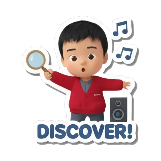boy using magnifying glass Little Traveler Explorer sticker for expressive chats and social replies.