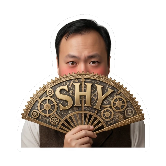 shy man hiding face Steampunk Gentleman Adventures sticker for expressive chats and social replies.