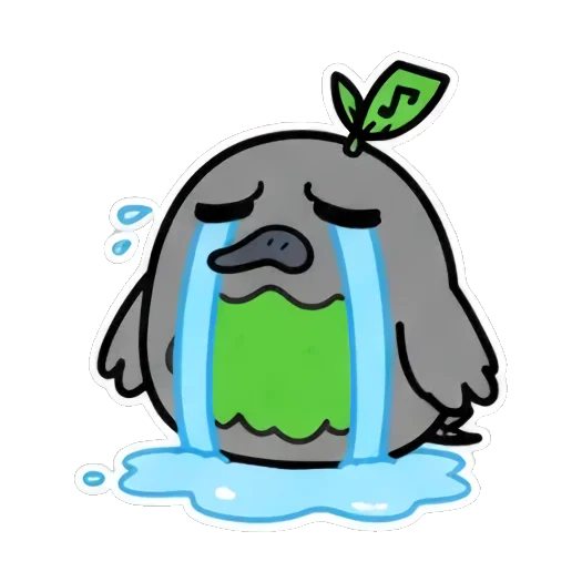 哭泣流泪的小鸟 Cute Leaf Bird Expressions sticker for expressive chats and social replies.