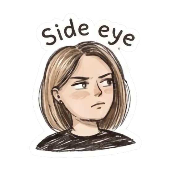Girl giving a skeptical side-eye glance Sketchy Girl Daily Vibes sticker for expressive chats and social replies.