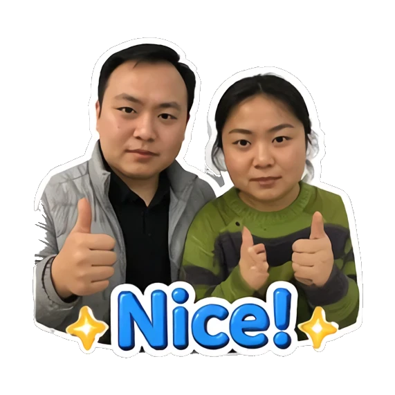 Couple giving thumbs up with 'Nice!' text Couple Daily Vibes sticker for expressive chats and social replies.