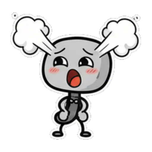 小人生气头上冒烟 Expressive Grey Blob sticker for expressive chats and social replies.