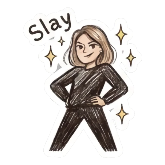 Girl standing in a confident slay pose with hands on hips Sketchy Girl Daily Vibes sticker for expressive chats and social replies.