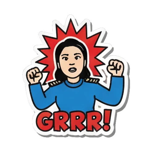 愤怒Grrr Pop Art Girl's Daily Moods sticker for expressive chats and social replies.