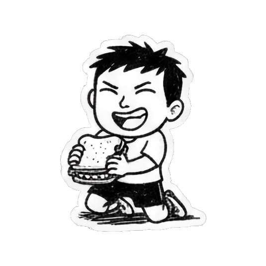 男孩开心吃汉堡 Soccer Boy's Daily Play sticker for expressive chats and social replies.