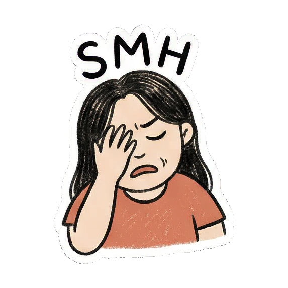 捂脸女孩SMH Fandom Girl's Daily Vibes sticker for expressive chats and social replies.