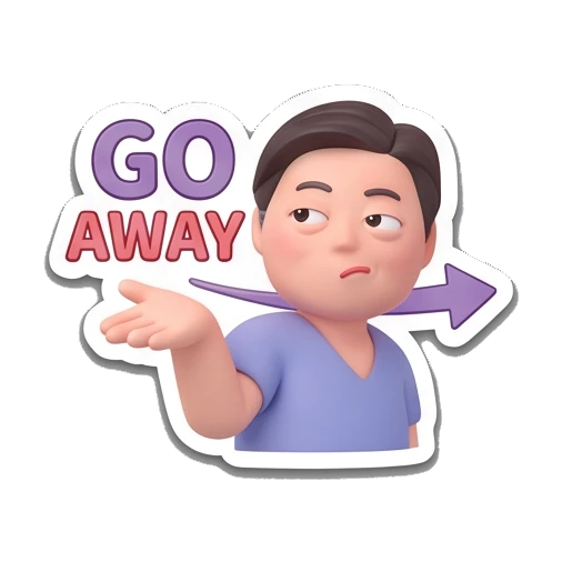 Dismissive go away gesture Playful Card Gamer sticker for expressive chats and social replies.