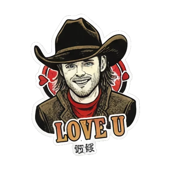 Angry cowboy with embedded text Vintage Cowboy Reactions sticker for expressive chats and social replies.