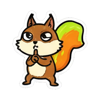 Squirrel with finger on lips, shushing. Cute Squirrel Daily Fun sticker for expressive chats and social replies.