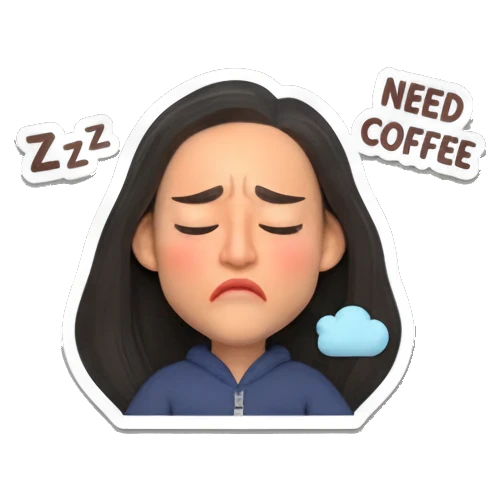 疲惫想睡的女孩 Daily Moods of a Modern Girl sticker for expressive chats and social replies.