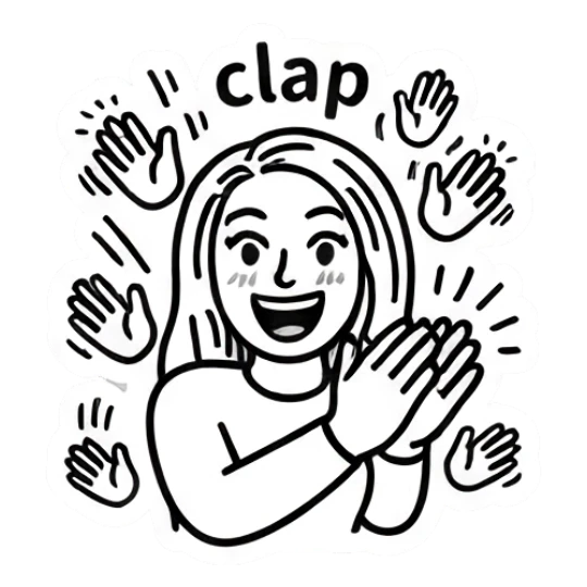 Girl clapping hands enthusiastically, text Clap Keith Haring Style Girl Expressions sticker for expressive chats and social replies.