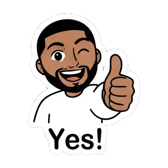 Bearded man smiling and giving a thumbs up. Cool Guy Daily Vibes sticker for expressive chats and social replies.