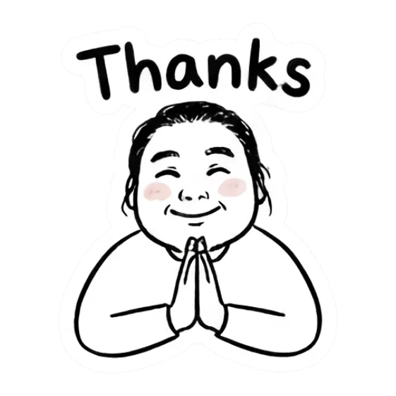 Girl with hands in prayer pose saying thanks Daily Doodle Girl sticker for expressive chats and social replies.