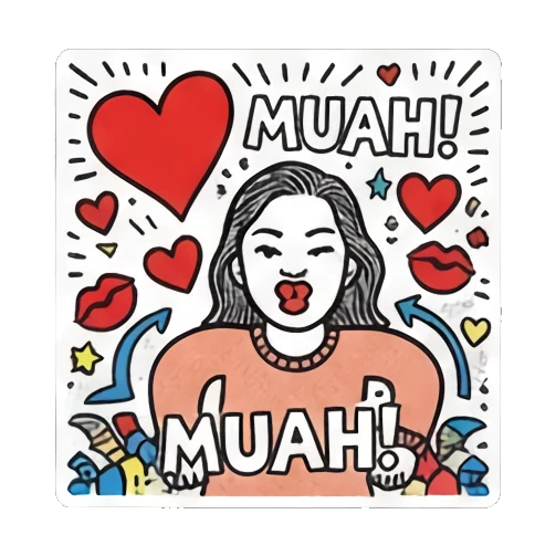 女孩送出飞吻 Pop Art Girl Daily Vibes sticker for expressive chats and social replies.