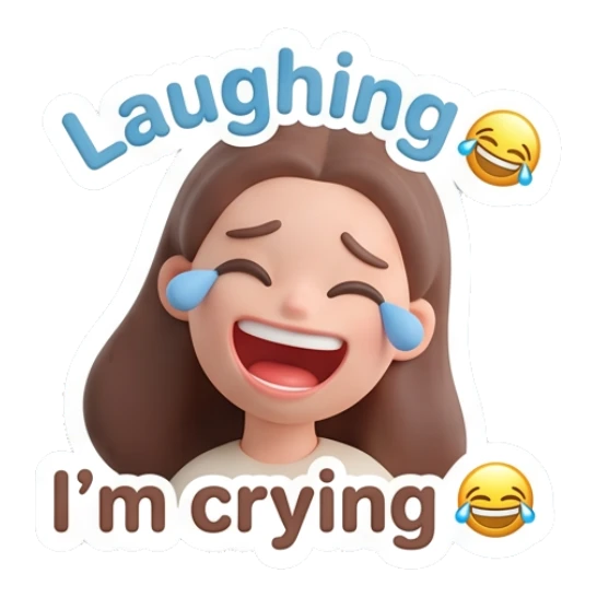 Girl laughing with tears of joy Cute Clay Girl Daily Expressions sticker for expressive chats and social replies.
