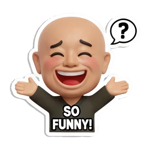 开怀大笑笑出声 Baldy Buddy Daily Vibes sticker for expressive chats and social replies.