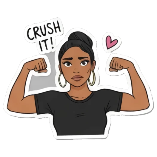 自信展示力量 Doodle Girl Moods sticker for expressive chats and social replies.