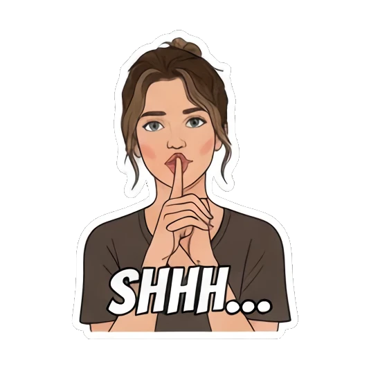 Shushing 'SHHH...' gesture Young Woman's Expression Pack sticker for expressive chats and social replies.