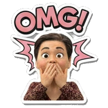 Middle-aged woman looking shocked with OMG text Cheerful Middle-Aged Woman Expressions sticker for expressive chats and social replies.