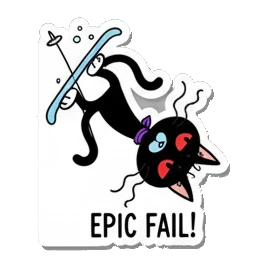 黑猫摔倒 Black Cat Ski Adventures sticker for expressive chats and social replies.