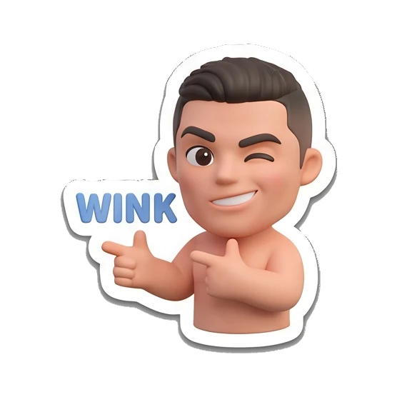 Boy winking and pointing with WINK text Summer Vibes Boy sticker for expressive chats and social replies.