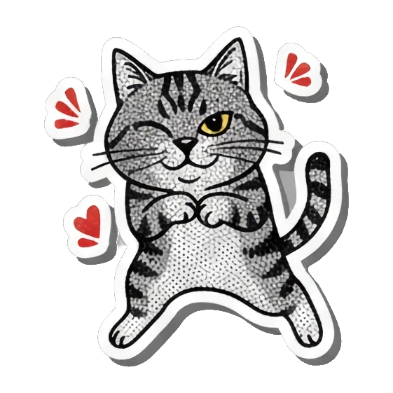 Winking cat posing Gritty Punk Tabby sticker for expressive chats and social replies.