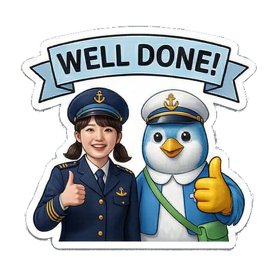 水手主题的卡通形象 Little Captain & Blue Bird Duo sticker for expressive chats and social replies.