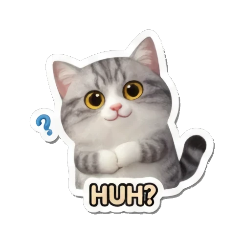 歪头疑惑的表情 Whimsical Tabby Adventures sticker for expressive chats and social replies.