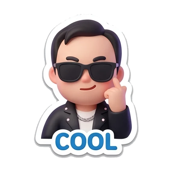 cool boy wearing sunglasses Cheerful Fanboy Daily Life sticker for expressive chats and social replies.