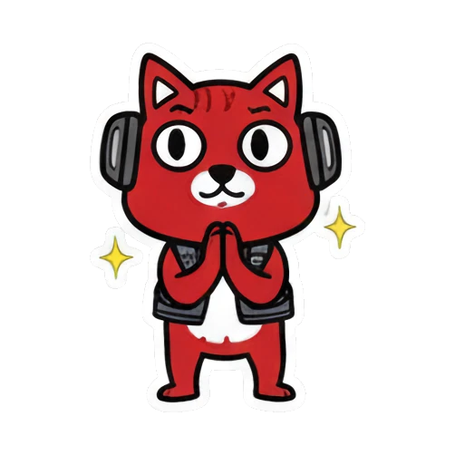 双手合十祈祷 Red Squirrel Rocker sticker for expressive chats and social replies.