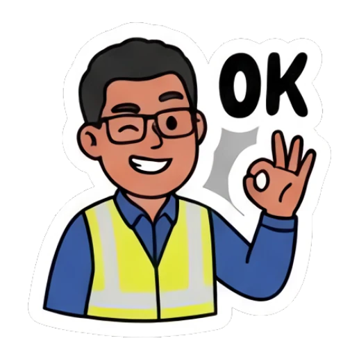 Worker giving an OK hand sign with a wink Busy Worker Daily Life sticker for expressive chats and social replies.