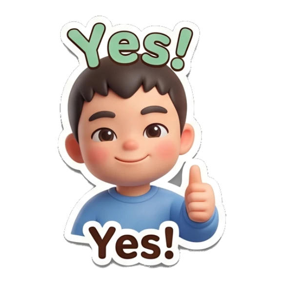Happy boy giving a cheerful thumbs-up gesture. Little Boy Daily Expressions sticker for expressive chats and social replies.