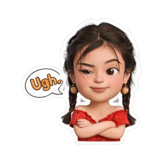 女孩无奈叹气 Little Red Dress Girl sticker for expressive chats and social replies.
