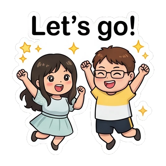 Couple jumping with excitement and sparkles Sweet Couple Daily Life sticker for expressive chats and social replies.