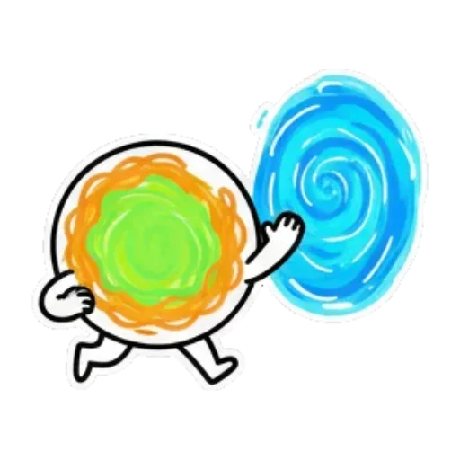角色被蓝色漩涡吸走。 Cute Foodie Expressions sticker for expressive chats and social replies.