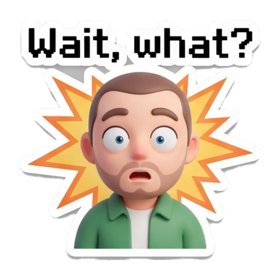 Man looking shocked with starburst background Casual Guy Daily Vibes sticker for expressive chats and social replies.