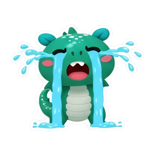 Green dinosaur crying with large tears and SO SAD text Little Green Dino Adventures sticker for expressive chats and social replies.