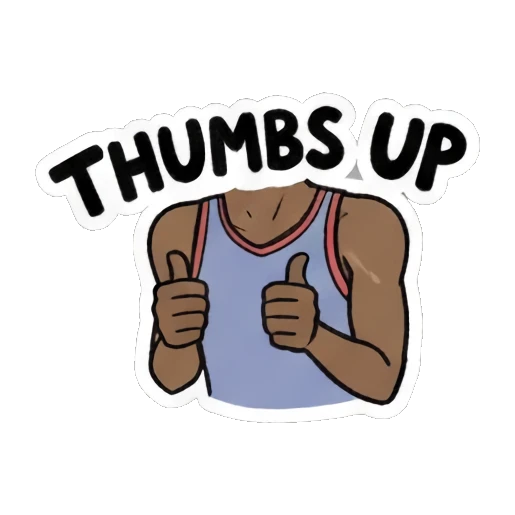 Man giving two thumbs up with text THUMBS UP Cool Guy Daily Vibes sticker for expressive chats and social replies.